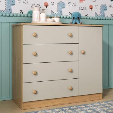 Imagem de Cômoda Infantil 95cm 1 Porta e 4 Gavetas Encanto Multimóveis MP4449, M