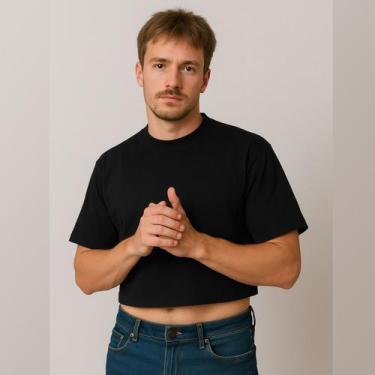 Imagem de Cropped Masculino 100% Algodão Oversized - RM Fabricacao, Preto, G