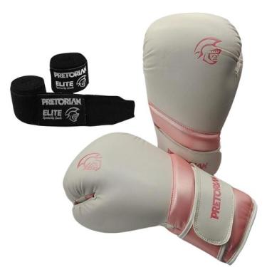 Imagem de Kit Luva De Boxe E Muay Thai + Bandagem Pretorian Elite, 14oz, Rosa