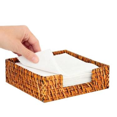 Imagem de Porta Guardanapo De Mesa Rustico Rattan 18x18cm Quadrado - MUNDIART