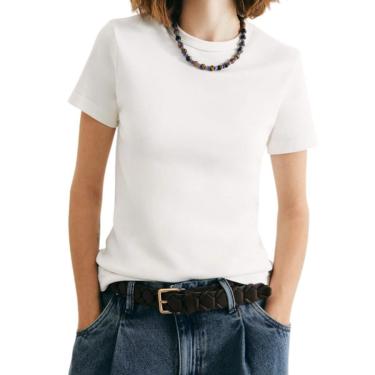 Imagem de Camiseta Feminina Hering MC Malha Slim Branca - 4H7AN0BEN-Feminino