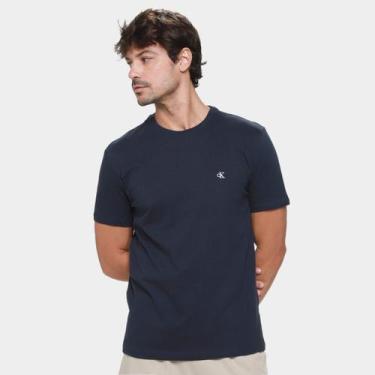 Imagem de Camiseta Calvin Klein Logo Serif Font Masculino, Marinho, M