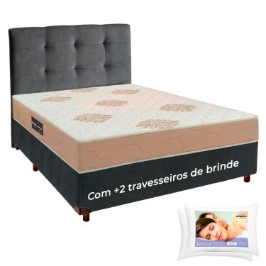 Imagem de Cama Box + Cabeceira + Colchão Casal D33 + 2 Travesseiros Ortobom