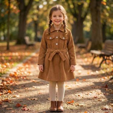 Imagem de Sobretudo Infantil Veludo Cotelê Menina Casaco Roupa Frio - 2L Kids, C