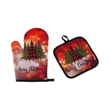 Imagem de Conjunto De Luvas Anti-Quente Para Cozinha De Natal, Luvas Para Churra