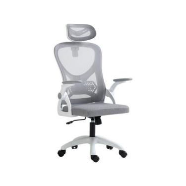 Imagem de Cadeira de Escritório Presidente Tela Mesh Sistema Relax Branco/Cinza 