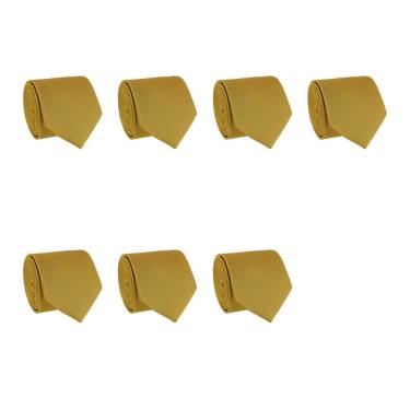 Imagem de Kit 7 Gravatas Masculina Social Slim Premium Tons de Amarelo Lisa Elegante Padrinhos Formatura Trabalho