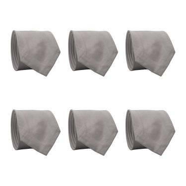 Imagem de Kit 6 Gravatas Masculina Social Slim Premium Tons de Cinza Lisa Elegante Padrinhos Formatura Trabalho
