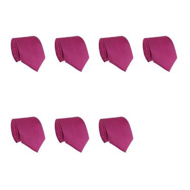 Imagem de Kit 7 Gravatas Masculina Social Slim Premium Tons de Rosa Lisa Elegante Padrinhos Formatura Trabalho