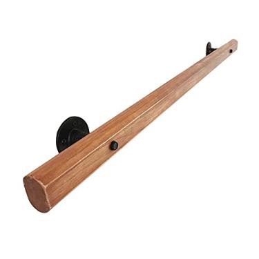 Imagem de Pkfinrd Corrimãos de escada para corrimão escadas, corrimão de parede de madeira interior, corrimão, kit de suporte de trilho com suporte de parede (tamanho : 180 cm)
