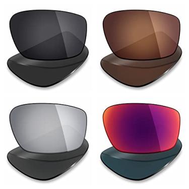Imagem de Mryok 4 pares de lentes polarizadas de substituição para óculos de sol Oakley Straightlink – Stealth preto/marrom bronze/prata titânio/sol da meia-noite