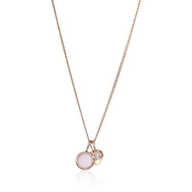 Imagem de Fossil Colar feminino de corrente com pingente de aço inoxidável em tom de ouro rosa, One Size, Aço inoxidável, semiprecioso
