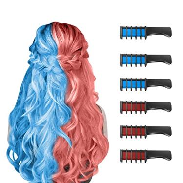 Imagem de MSDADA Novo pente de giz de cabelo temporário para meninas e crianças, giz de cabelo lavável para meninas de 4 anos, 5, 6, 7, 8, 9, 10 anos, cosplay, faça você mesmo, Halloween, Dia da Independência