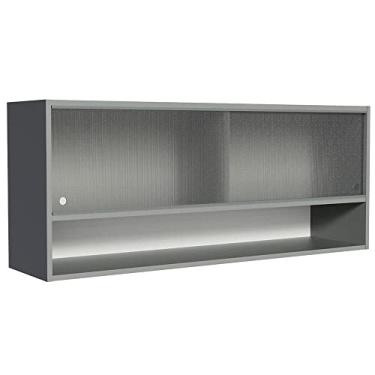 Imagem de Armário Aéreo 2 Portas de Correr de Vidro Pontilhado e 1 Nicho Cinza Nice Madesa