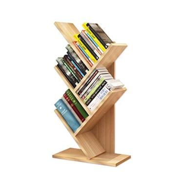 Imagem de KIZQYN Estante de livros piso estante de estudo criativo estante em forma de árvore rack de livros móveis armário de armazenamento multi-grade prateleira de exibição de madeira estante (tamanho: 1)
