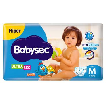 Imagem de Fralda Descartável Babysec UltraSec Hiper M Com 72 Unidades