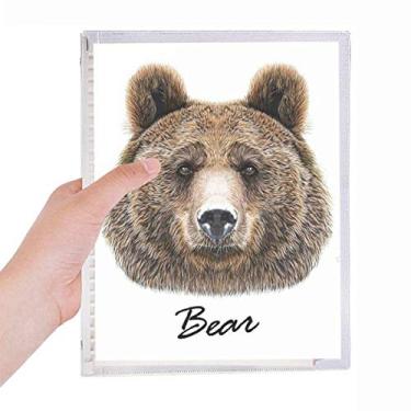 Imagem de Caderno gigante com estampa de urso marrom selvagem, diário de folhas soltas, recarregável, papelaria