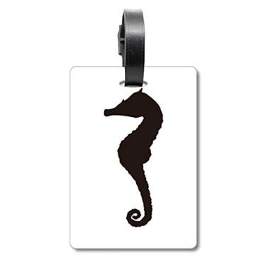 Imagem de Etiqueta preta de hipopótamo com contorno da vida marinha com etiqueta para bagagem e cartão de armazenamento