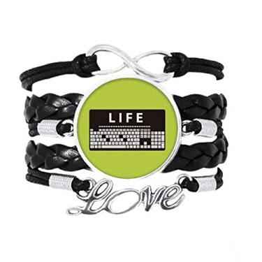 Imagem de OFFbb-USA Pulseira de combinação de teclado Lack Life, acessório de amor, corda de tricô de couro torcido, presente