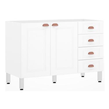 Imagem de Balcão de Pia sem Tampo 120cm 2 Portas 4 Gavetas Cristal Luciane Móveis