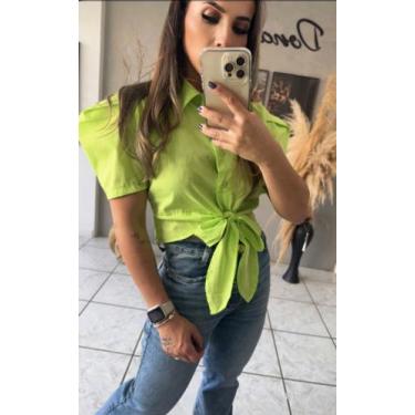 Imagem de Blusa Camisa Laço Verde Lima - Dona Onça