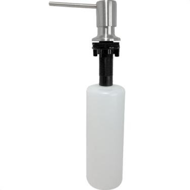 Imagem de Dona D Cor, Porta Detergente De Embutir Pia Cozinha Aço Inox 304 Escovado 320ml Dispenser Dosador Sabonete Líquido Bico Reto Embutido Bancada Cuba Inox Fosco
