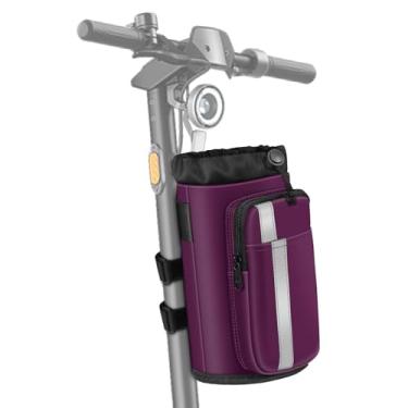 Imagem de FINPAC Suporte de copo para bicicleta, suporte universal de garrafa de água com bolsos para telefone para carrinho de passeio de carrinho de golfe e scooter, suporte para bebidas ao ar livre, ciclismo (roxo)
