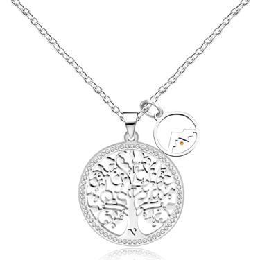 Imagem de Oneress Colar elegante e personalizado circular com pingente de semente de mostarda real para meninas adolescentes, melhores amigas e você mesma, Medium, Latão, Pedra preciosa de zircônia