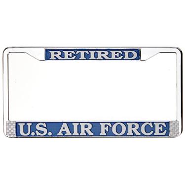 Imagem de TAG FRAMES (MILITARY) Moldura para placa de carro US Air Force Retired (metal cromado)