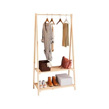 Imagem de Arara Expositor para Roupas com Prateleiras e Cabideiro em Madeira