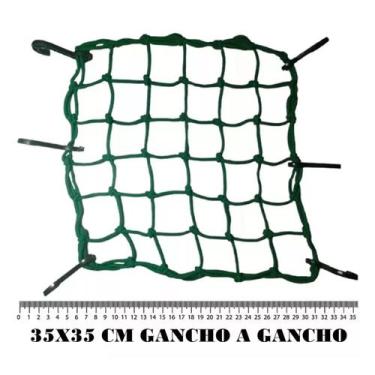 Imagem de Rede Elástica Aranha Moto Bagageiro Baú Redinha Verde 35x35 Gancho A G