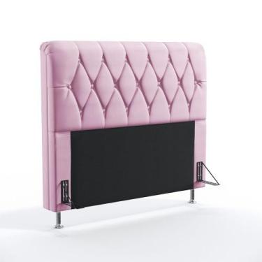 Imagem de Cabeceira Sirius 140 Decorativa de Cama Casal Z-021 Sued Rosa Bebê Ara