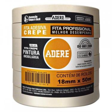 Imagem de Fita Crepe Adere Para Pintura Imobiliaria 427 Profissional 18Mm X 50M 