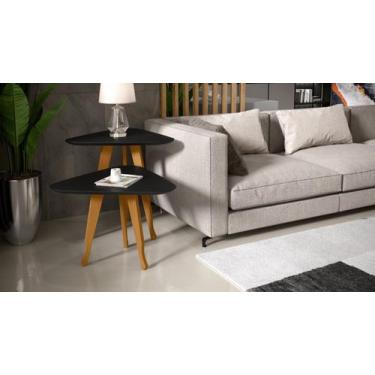 Imagem de Mesa Lateral e Apoio 3 Pontas Plus Pés Madeira Preto - Comprar Moveis 