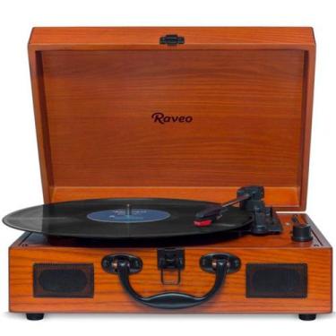 Imagem de Toca Discos Raveo Vitrola Sonetto Wood, Bluetooth, USB, Marrom - 90-08