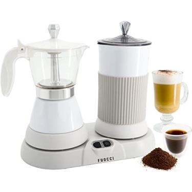 Imagem de FUOCCI Máquina de café expresso com espumador de leite; 3 xícaras de cafeteira italiana; panela elétrica moka e espumador para cappuccino, mocha, latte Macchiato cafeteira cubana cafeteria elétrica