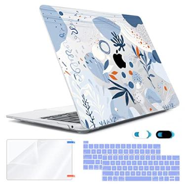 Imagem de HOHAIYOO Capa para MacBook Pro de 13 polegadas M1 M2 A2338 A2289 A2251 A1706 A2159 A1989 com Touch Bar Versão 2022 2021-2016, capa rígida e capa para teclado, protetor de tela e capa para webcam, grafite azul