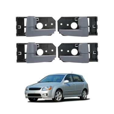 Imagem de Maçaneta de porta interna (4 peças), compatível com Kia Spectra 2004-2009, Kia Spectra5 2005-2009, cinza interno dianteiro e traseiro esquerdo motorista e passageiro direito, número de substituição