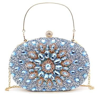 Imagem de Crbeqabe Bolsas de mão para noite com strass para mulheres, bolsas de casamento para festas de casamento, diamantes nupciais, bolsas de formatura e coquetéis, Azul claro, One Size