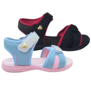 Imagem de Kit 2 Pares Sandália Infantil Feminina Papete Menina Estilosa Bloguier