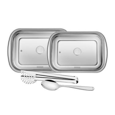 Imagem de Kit para Assar e Servir Tramontina Cosmos em Aço Inox com Tampa de Vid