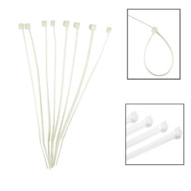 Imagem de Abraçadeira Nylon 3,6x200mm C/100 Pcs Fios Cabos - EDA, Branco