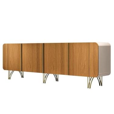 Imagem de Aparador Buffet Sala Saluti Com 4 Portas e Pés em Aço - HB Móveis, Off