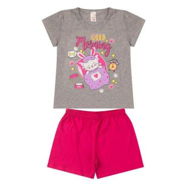 Imagem de Pijama Infantil Juvenil Menina Verão em Meia Malha - Analê, Cinza, 10
