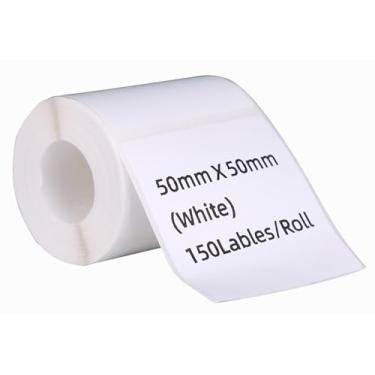Imagem de DYKJGS Adesivos térmicos compatíveis com impressora de etiquetas M110/120, 1 rolo branco 1,96" x 1,96" (50 mm x 50 mm) etiquetas adesivas para escola e casa (1, 50 x 50 mm)