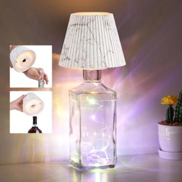 Imagem de WILIT Abajur sem fio para candeeiros de mesa, luzes de garrafa de vinho de brilho de 3 níveis, lâmpadas de mesa legais para decoração de bar, lâmpada de vinho com luzes RGB, lâmpada de toque sem fio,