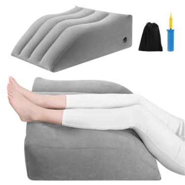 Imagem de Kakalote Travesseiro de elevação de pernas, travesseiros infláveis de cunha para dormir, travesseiro de cunha de viagem para inchaço das pernas, circulação, suporte de dor nas pernas e costas,