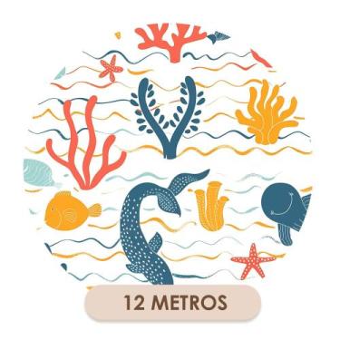 Imagem de Papel de Parede Adesivo Lavável Fundo do Mar Peixes Colorido Infantil 