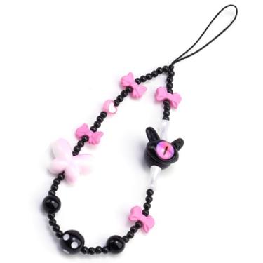 Imagem de JMCRATE Elegante berloque de telefone com contas para cachorro com alça estética Y2K chaveiro bonito para bolsa, câmera, decoração USB, Small, Acrílico, Sem Pedra Preciosa