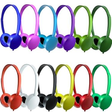 Imagem de CN-Outlet Fones de ouvido infantis a granel, pacote com 25 para estudantes, adolescentes, crianças, presente e adultos, atacado com fio ajustável na orelha para sala de aula (10 cores)